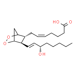 ChemSpider 2D Image | (5Z)-7-{(5R,6R)-6-[(1E,3S)-3-Hydroxy-1-octen-1-yl]-2,3-dioxabicyclo[2.2.1]hept-5-yl}-5-heptenoic acid | C20H32O5