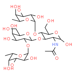 ChemSpider 2D Image | 6-Deoxyhexopyranosyl-(1->4)-[6-deoxyhexopyranosyl-(1->2)hexopyranosyl-(1->3)]-2-acetamido-2-deoxyhexopyranose | C26H45NO19