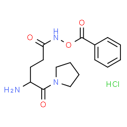 ChemSpider 2D Image | 4-Amino-N-(benzoyloxy)-5-oxo-5-(1-pyrrolidinyl)pentanamide hydrochloride (1:1) | C16H22ClN3O4