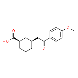 ChemSpider 2D Image | (1R,3S)-3-[2-(4-Methoxyphenyl)-2-oxoethyl]cyclohexanecarboxylic acid | C16H20O4