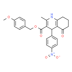 ChemSpider 2D Image | 4-Methoxybenzyl 2-methyl-4-(4-nitrophenyl)-5-oxo-1,4,5,6,7,8-hexahydro-3-quinolinecarboxylate | C25H24N2O6