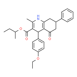ChemSpider 2D Image | sec-Butyl 4-(4-ethoxyphenyl)-2-methyl-5-oxo-7-phenyl-1,4,5,6,7,8-hexahydro-3-quinolinecarboxylate | C29H33NO4