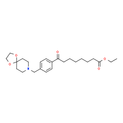 ChemSpider 2D Image | Ethyl 8-[4-(1,4-dioxa-8-azaspiro[4.5]dec-8-ylmethyl)phenyl]-8-oxooctanoate | C24H35NO5