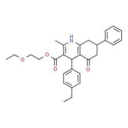ChemSpider 2D Image | 2-Ethoxyethyl 4-(4-ethylphenyl)-2-methyl-5-oxo-7-phenyl-1,4,5,6,7,8-hexahydro-3-quinolinecarboxylate | C29H33NO4