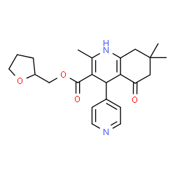 ChemSpider 2D Image | Tetrahydro-2-furanylmethyl 2,7,7-trimethyl-5-oxo-4-(4-pyridinyl)-1,4,5,6,7,8-hexahydro-3-quinolinecarboxylate | C23H28N2O4