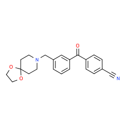 ChemSpider 2D Image | 4-[3-(1,4-Dioxa-8-azaspiro[4.5]dec-8-ylmethyl)benzoyl]benzonitrile | C22H22N2O3