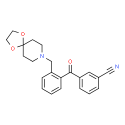ChemSpider 2D Image | 3-[2-(1,4-Dioxa-8-azaspiro[4.5]dec-8-ylmethyl)benzoyl]benzonitrile | C22H22N2O3