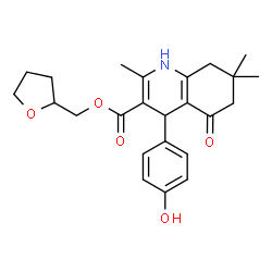ChemSpider 2D Image | Tetrahydro-2-furanylmethyl 4-(4-hydroxyphenyl)-2,7,7-trimethyl-5-oxo-1,4,5,6,7,8-hexahydro-3-quinolinecarboxylate | C24H29NO5