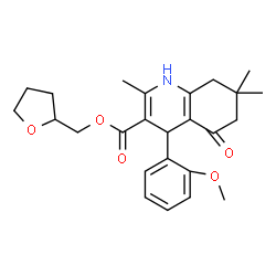 ChemSpider 2D Image | Tetrahydro-2-furanylmethyl 4-(2-methoxyphenyl)-2,7,7-trimethyl-5-oxo-1,4,5,6,7,8-hexahydro-3-quinolinecarboxylate | C25H31NO5