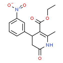 ChemSpider 2D Image | Ethyl 1,4,5,6-tetrahydro-2-methyl-4-(3-nitrophenyl)-6-oxo-3-pyridinecarboxylate | C15H16N2O5