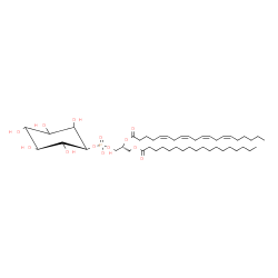 ChemSpider 2D Image | (2R)-1-[(Hydroxy{[(2R,3S)-2,3,4,5,6-pentahydroxycyclohexyl]oxy}phosphoryl)oxy]-3-(stearoyloxy)-2-propanyl (5Z,8Z,11Z,14Z)-5,8,11,14-icosatetraenoate | C47H83O13P