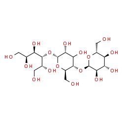 ChemSpider 2D Image | alpha-D-Glucopyranosyl-(1->4)-(3xi)-alpha-D-ribo-hexopyranosyl-(1->4)-D-glucitol | C18H34O16