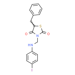 ChemSpider 2D Image | 5-Benzylidene-3-{[(4-iodophenyl)amino]methyl}-1,3-thiazolidine-2,4-dione | C17H13IN2O2S