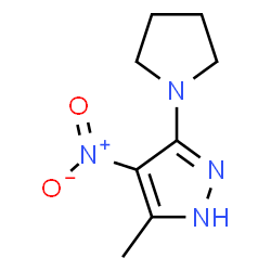 ChemSpider 2D Image | 5-Methyl-4-nitro-3-(1-pyrrolidinyl)-1H-pyrazole | C8H12N4O2