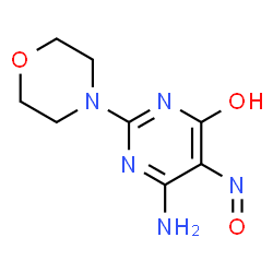 ChemSpider 2D Image | 6-Amino-2-(4-morpholinyl)-5-nitroso-4(1H)-pyrimidinone | C8H11N5O3