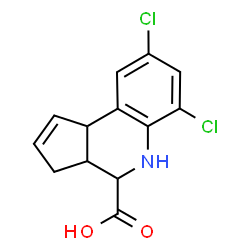 ChemSpider 2D Image | 6,8-Dichloro-3a,4,5,9b-tetrahydro-3H-cyclopenta[c]quinoline-4-carboxylic acid | C13H11Cl2NO2