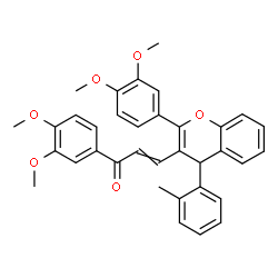 ChemSpider 2D Image | 1-(3,4-Dimethoxyphenyl)-3-[2-(3,4-dimethoxyphenyl)-4-(2-methylphenyl)-4H-chromen-3-yl]-2-propen-1-one | C35H32O6