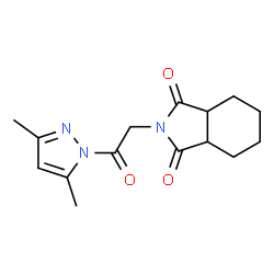 ChemSpider 2D Image | 2-[2-(3,5-Dimethyl-1H-pyrazol-1-yl)-2-oxoethyl]hexahydro-1H-isoindole-1,3(2H)-dione | C15H19N3O3