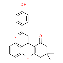 ChemSpider 2D Image | 9-[2-(4-Hydroxyphenyl)-2-oxoethyl]-3,3-dimethyl-2,3,4,9-tetrahydro-1H-xanthen-1-one | C23H22O4