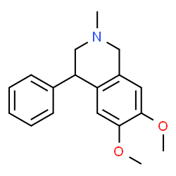 ChemSpider 2D Image | 6,7-Dimethoxy-2-methyl-4-phenyl-1,2,3,4-tetrahydroisoquinoline | C18H21NO2