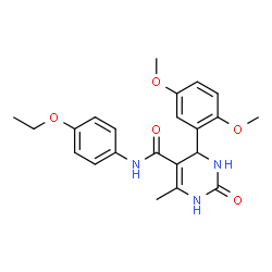 ChemSpider 2D Image | 4-(2,5-Dimethoxyphenyl)-N-(4-ethoxyphenyl)-6-methyl-2-oxo-1,2,3,4-tetrahydro-5-pyrimidinecarboxamide | C22H25N3O5