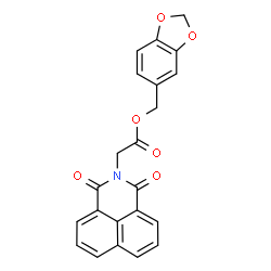ChemSpider 2D Image | 1,3-Benzodioxol-5-ylmethyl (1,3-dioxo-1H-benzo[de]isoquinolin-2(3H)-yl)acetate | C22H15NO6