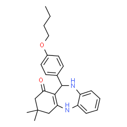 ChemSpider 2D Image | 11-(4-Butoxyphenyl)-3,3-dimethyl-2,3,4,5,10,11-hexahydro-1H-dibenzo[b,e][1,4]diazepin-1-one | C25H30N2O2