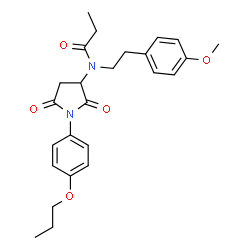 ChemSpider 2D Image | N-[2,5-Dioxo-1-(4-propoxyphenyl)-3-pyrrolidinyl]-N-[2-(4-methoxyphenyl)ethyl]propanamide | C25H30N2O5