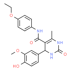 ChemSpider 2D Image | N-(4-Ethoxyphenyl)-4-(4-hydroxy-3-methoxyphenyl)-6-methyl-2-oxo-1,2,3,4-tetrahydro-5-pyrimidinecarboxamide | C21H23N3O5