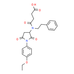 ChemSpider 2D Image | 4-{[1-(4-Ethoxyphenyl)-2,5-dioxo-3-pyrrolidinyl](2-phenylethyl)amino}-4-oxobutanoic acid | C24H26N2O6