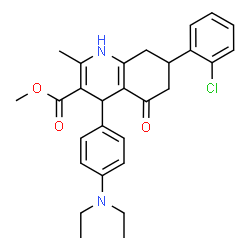ChemSpider 2D Image | Methyl 7-(2-chlorophenyl)-4-[4-(diethylamino)phenyl]-2-methyl-5-oxo-1,4,5,6,7,8-hexahydro-3-quinolinecarboxylate | C28H31ClN2O3