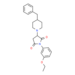 ChemSpider 2D Image | 3-(4-Benzyl-1-piperidinyl)-1-(3-ethoxyphenyl)-2,5-pyrrolidinedione | C24H28N2O3