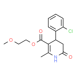 ChemSpider 2D Image | 2-Methoxyethyl 4-(2-chlorophenyl)-2-methyl-6-oxo-1,4,5,6-tetrahydro-3-pyridinecarboxylate | C16H18ClNO4