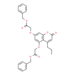 ChemSpider 2D Image | Dibenzyl 2,2'-[(2-oxo-4-propyl-2H-chromene-5,7-diyl)bis(oxy)]diacetate | C30H28O8