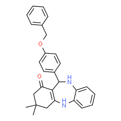 ChemSpider 2D Image | 11-[4-(Benzyloxy)phenyl]-3,3-dimethyl-2,3,4,5,10,11-hexahydro-1H-dibenzo[b,e][1,4]diazepin-1-one | C28H28N2O2