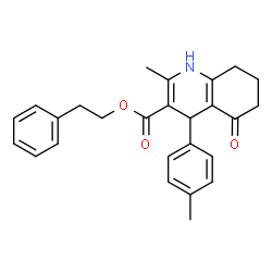 ChemSpider 2D Image | 2-Phenylethyl 2-methyl-4-(4-methylphenyl)-5-oxo-1,4,5,6,7,8-hexahydro-3-quinolinecarboxylate | C26H27NO3