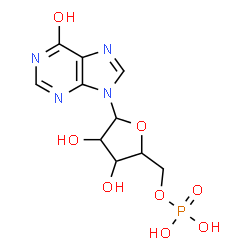 ChemSpider 2D Image | 9-(5-O-Phosphonopentofuranosyl)-1,9-dihydro-6H-purin-6-one | C10H13N4O8P
