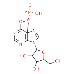 ChemSpider 2D Image | [9-[3,4-dihydroxy-5-(hydroxymethyl)tetrahydrofuran-2-yl]-6-hydroxy-purin-5-yl] dihydrogen phosphate | C10H14N4O9P