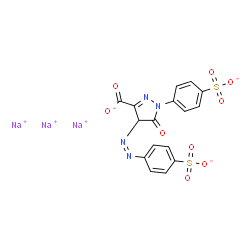 ChemSpider 2D Image | Trisodium 5-oxo-1-(4-sulfonatophenyl)-4-[(Z)-(4-sulfonatophenyl)diazenyl]-4,5-dihydro-1H-pyrazole-3-carboxylate | C16H9N4Na3O9S2
