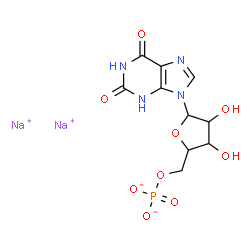 ChemSpider 2D Image | Disodium 9-(5-O-phosphonatopentofuranosyl)-3,9-dihydro-1H-purine-2,6-dione | C10H11N4Na2O9P
