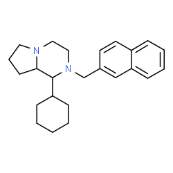 ChemSpider 2D Image | 1-Cyclohexyl-2-(2-naphthylmethyl)octahydropyrrolo[1,2-a]pyrazine | C24H32N2