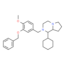 ChemSpider 2D Image | 2-[3-(Benzyloxy)-4-methoxybenzyl]-1-cyclohexyloctahydropyrrolo[1,2-a]pyrazine | C28H38N2O2