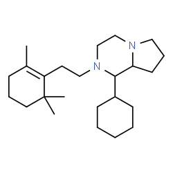 ChemSpider 2D Image | 1-Cyclohexyl-2-[2-(2,6,6-trimethyl-1-cyclohexen-1-yl)ethyl]octahydropyrrolo[1,2-a]pyrazine | C24H42N2