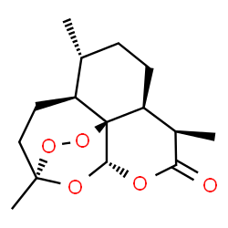 ChemSpider 2D Image | (1R,4S,5R,8S,9R,12S,13S)-1,5,9-Trimethyl-11,14,15,16-tetraoxatetracyclo[10.3.1.0~4,13~.0~8,13~]hexadecan-10-one | C15H22O5
