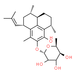 ChemSpider 2D Image | alpha-L-threo-hexopyranoside, (1S,3S,7S,9aR)-2,3,7,8,9,9a-hexahydro-6-hydroxy-1,4,7-trimethyl-3-(2-methyl-1-propen-1-yl)-1H-phenalen-5-yl 6-deoxy- | C26H38O6