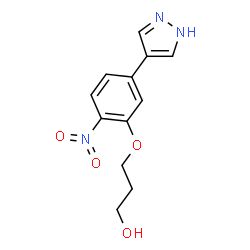 ChemSpider 2D Image | 3-[2-Nitro-5-(1H-pyrazol-4-yl)phenoxy]-1-propanol | C12H13N3O4