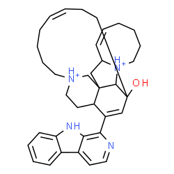 ChemSpider 2D Image | (5Z,16Z)-25-(9H-beta-Carbolin-1-yl)-13-hydroxy-11,22-diazoniapentacyclo[11.11.2.1~2,22~.0~2,12~.0~4,11~]heptacosa-5,16,25-triene | C36H46N4O