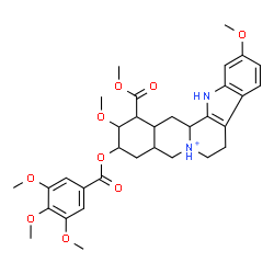 ChemSpider 2D Image | 11,17-Dimethoxy-16-(methoxycarbonyl)-18-[(3,4,5-trimethoxybenzoyl)oxy]yohimban-4-ium | C33H41N2O9