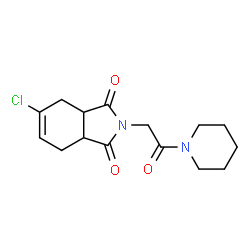 ChemSpider 2D Image | 5-Chloro-2-[2-oxo-2-(1-piperidinyl)ethyl]-3a,4,7,7a-tetrahydro-1H-isoindole-1,3(2H)-dione | C15H19ClN2O3