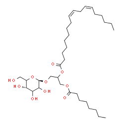 ChemSpider 2D Image | 1-(beta-D-glycero-Hexopyranosyloxy)-3-(octanoyloxy)-2-propanyl (9Z,12Z)-9,12-octadecadienoate | C35H62O10
